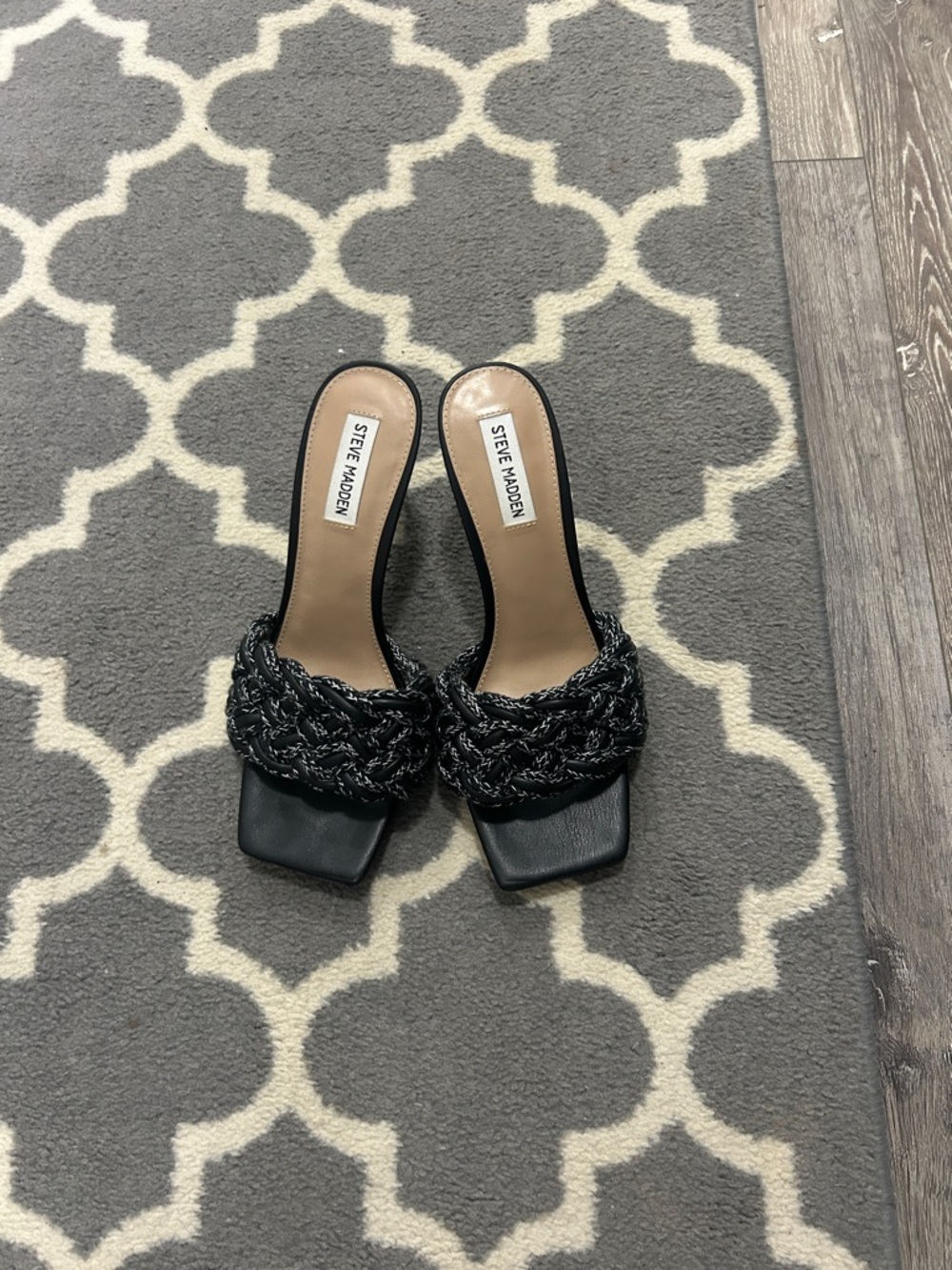 Steve Madden Black Braided Slide Mules